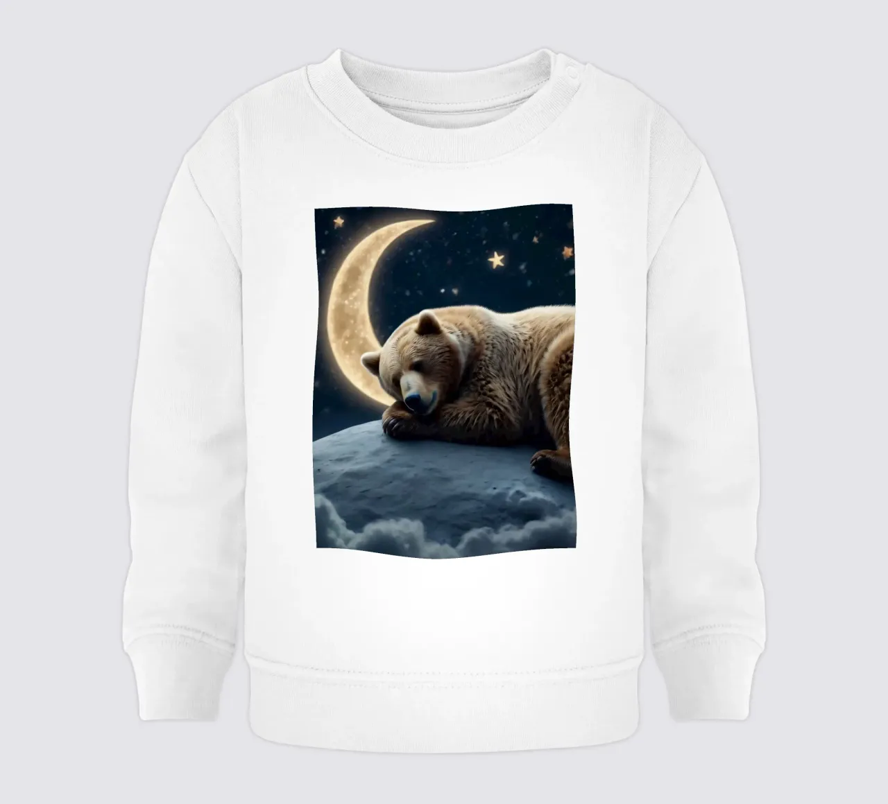 Un orso pacifico che riposa su una nuvola sotto una notte di cielo stellato felpa neonato da DesignDoodle