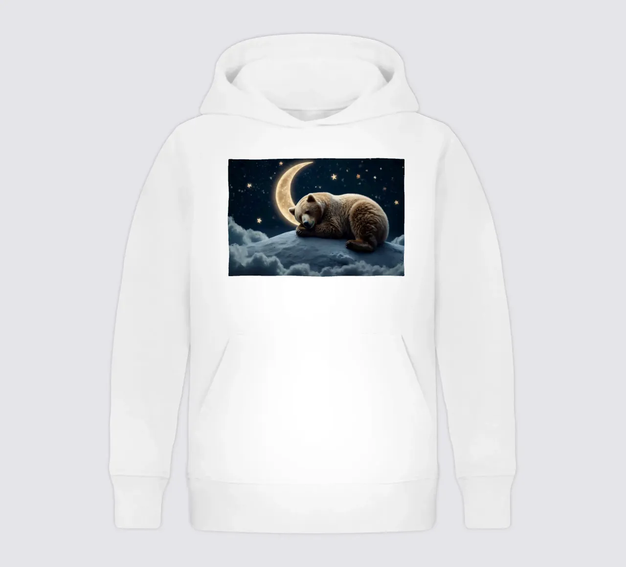 Un orso pacifico che riposa su una nuvola sotto una notte di cielo stellato felpa bambino con cappuccio da DesignDoodle