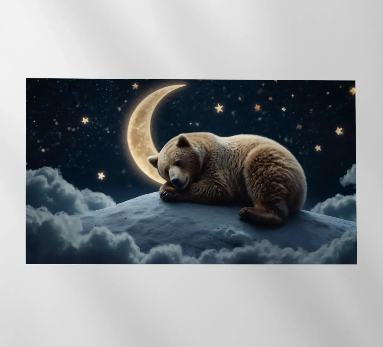 Un orso pacifico che riposa su una nuvola sotto una notte di cielo stellato pellicola backlit da DesignDoodle