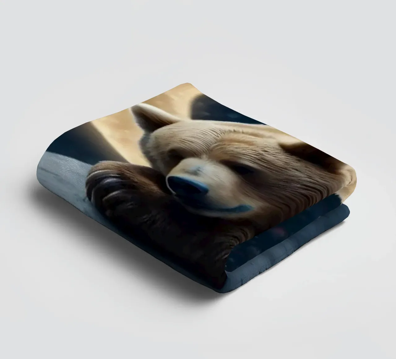 Un oso tranquilo descansando en una nube bajo una noche de cielo estrellado toalla de baño de DesignDoodle