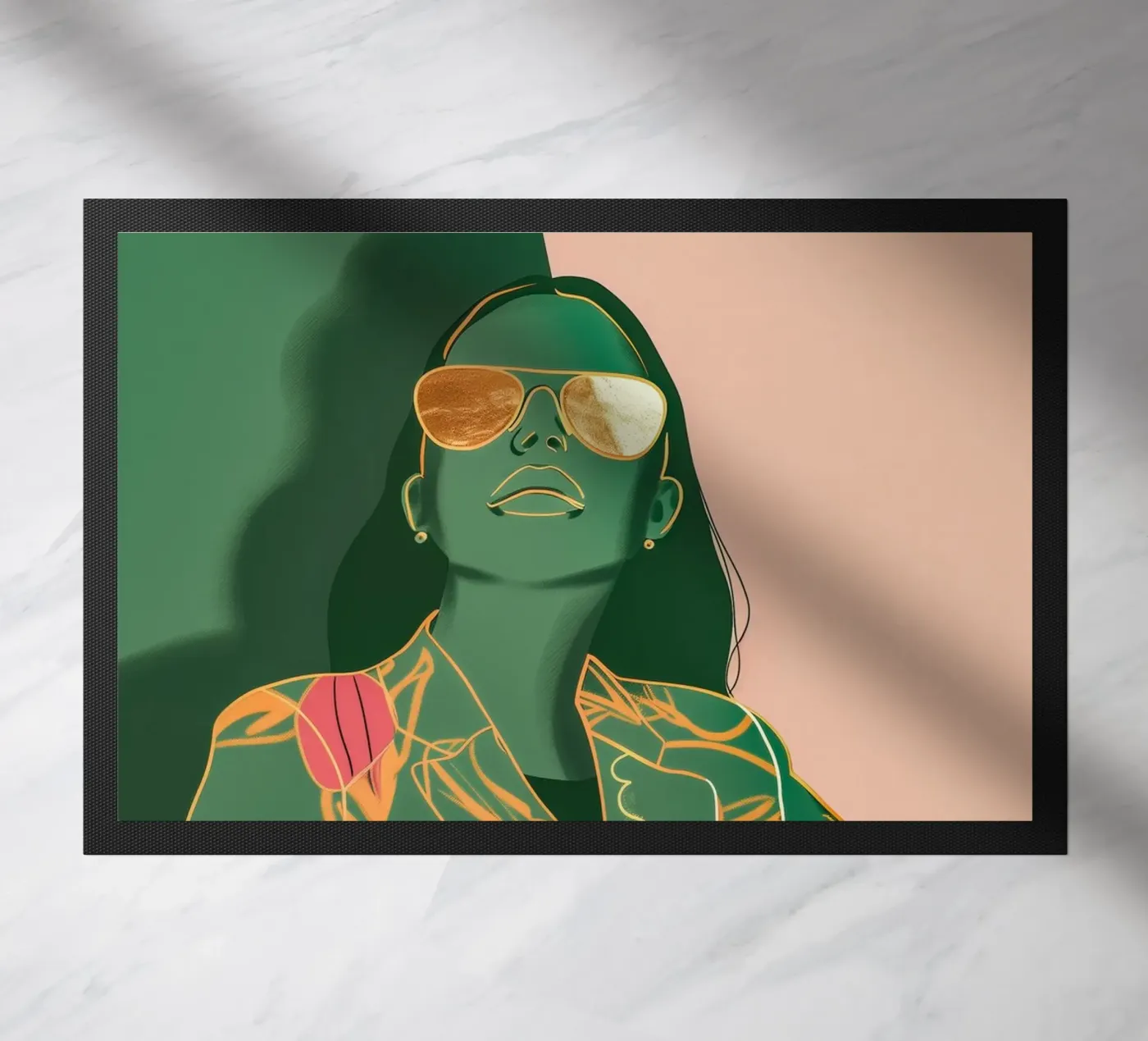green lady doormat by Carinaprint