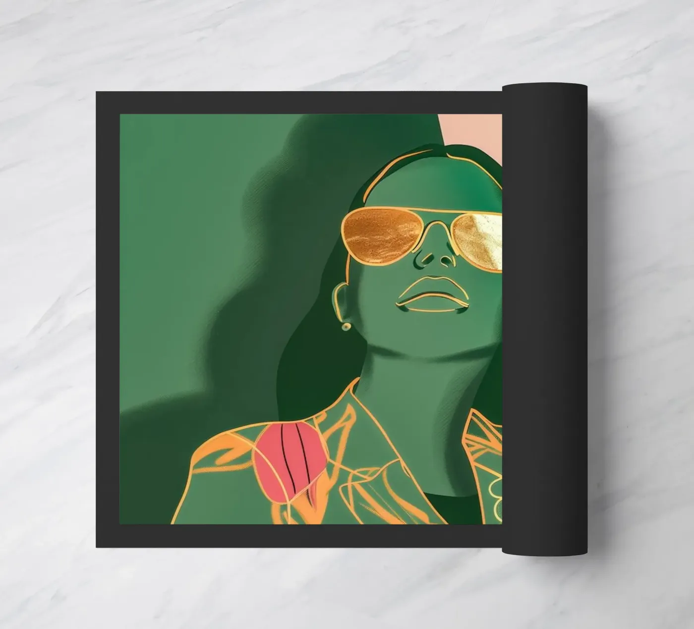 green lady doormat by Carinaprint