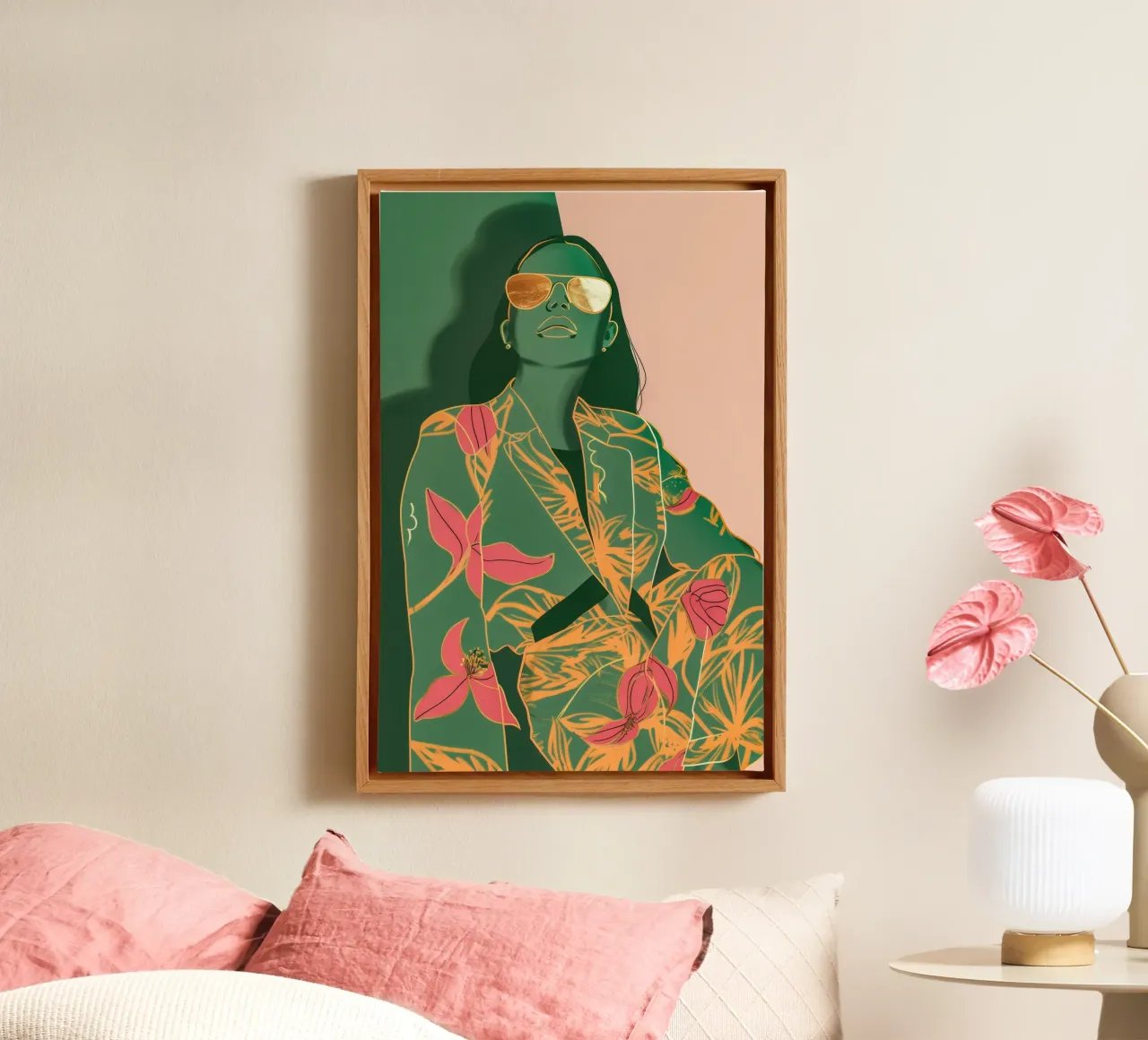 groene dame canvas met Baklijst van Carinaprint
