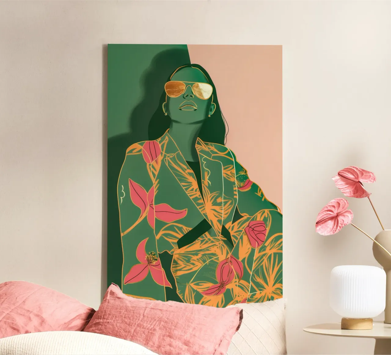 groene dame canvas met Baklijst van Carinaprint