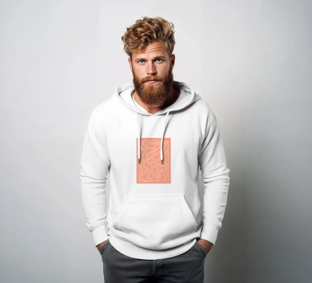 Motivo linea minimalista felpa con cappuccio da MODERN NUANCE