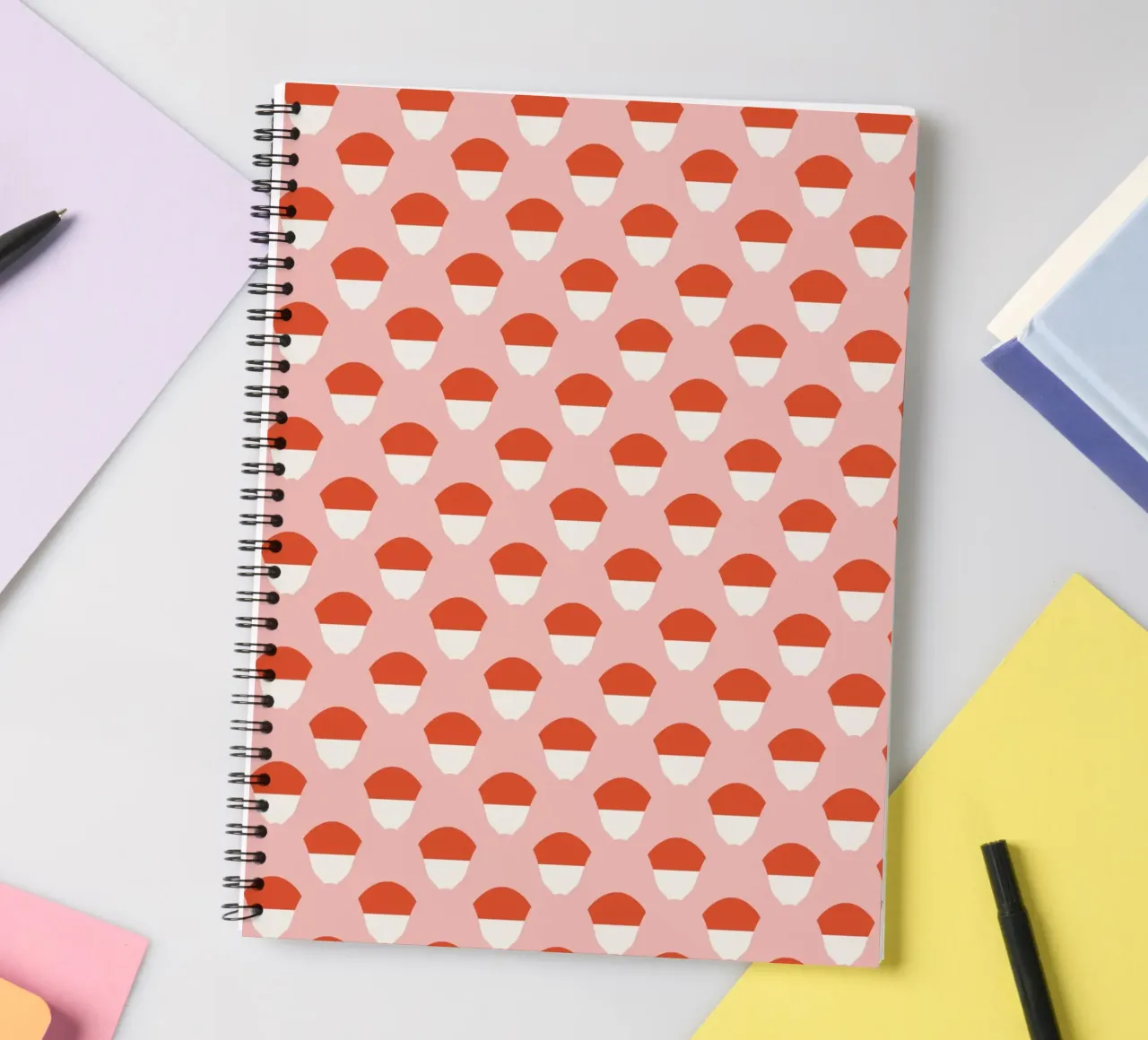 Acorn seamless pattern spiral notebook by Little Dean