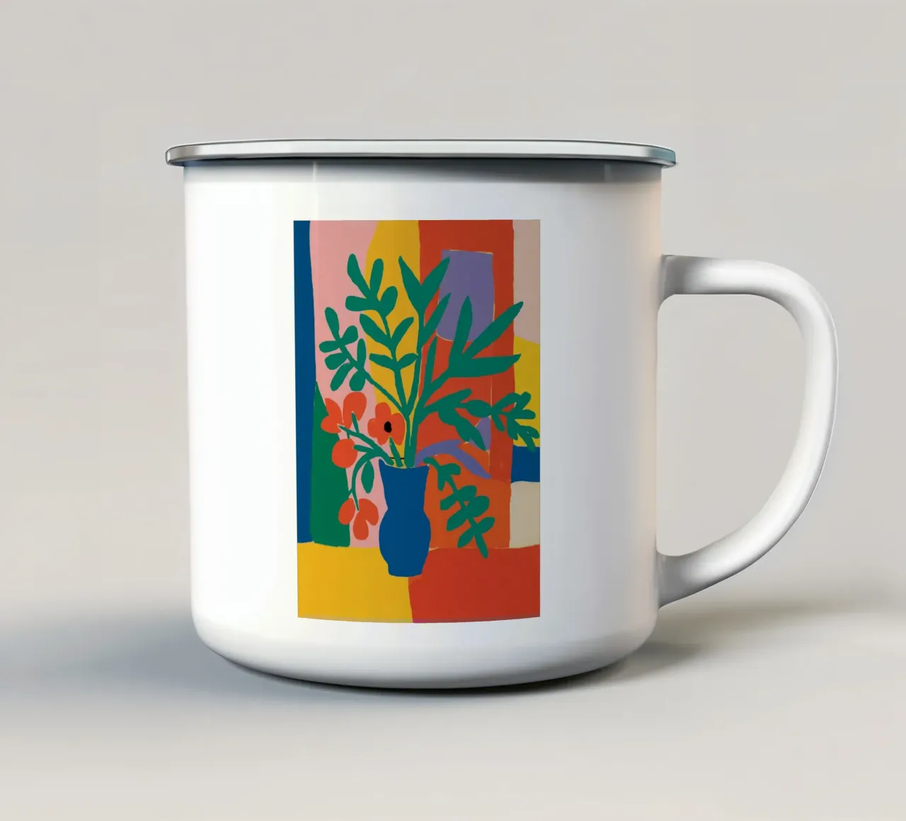 Composizione floreale con colori vivaci tazza in smalto da Little Dean