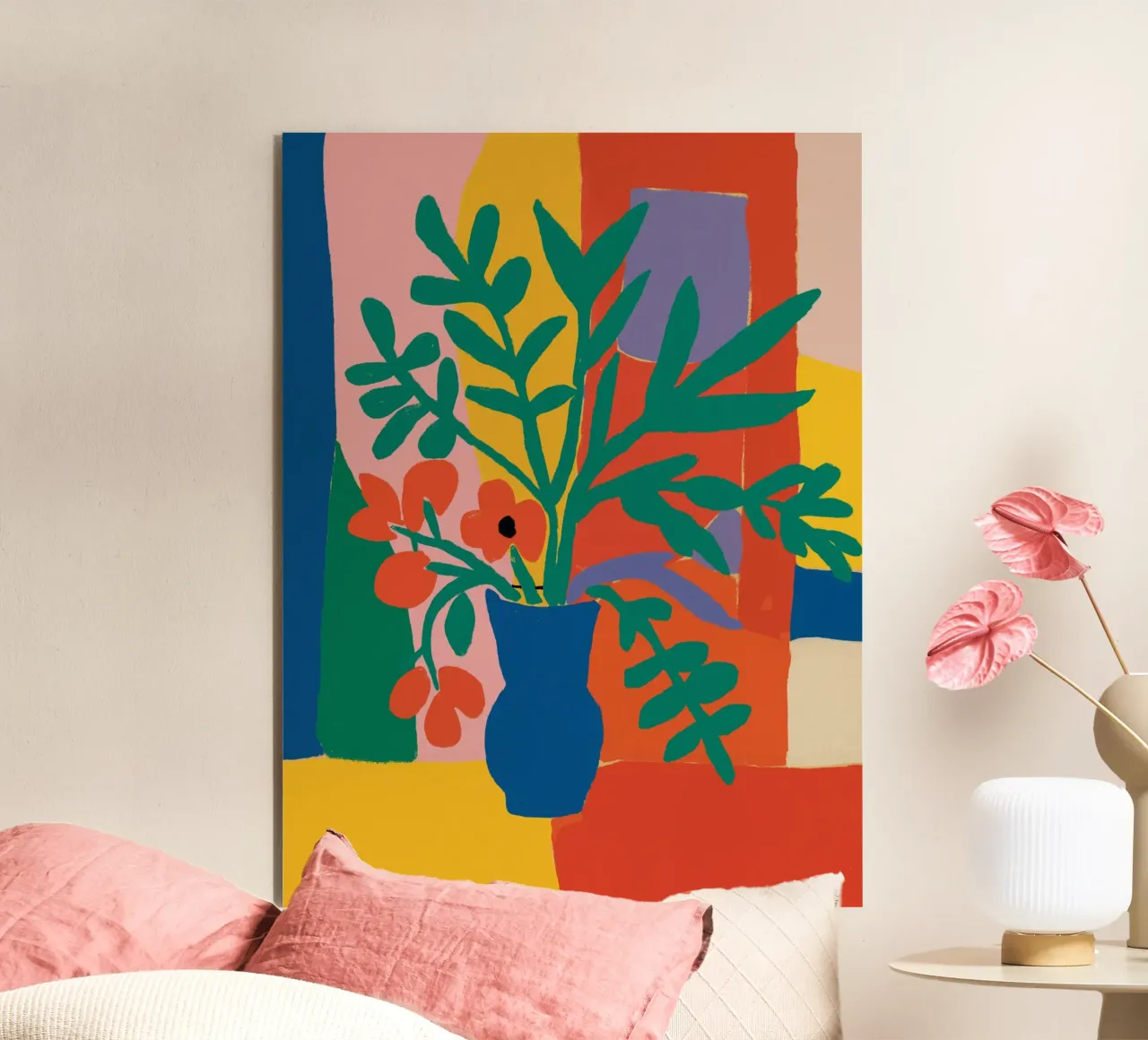 Bloemstuk in felle kleuren aluminium-dibond van Little Dean