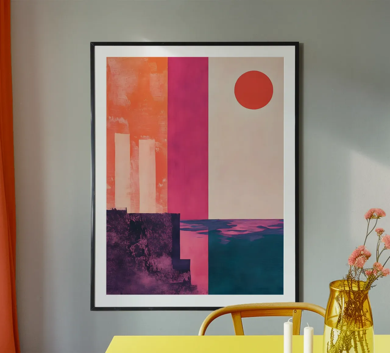 Pink, Blue and Orange Abstract carta hahnemühle da Gypsy Galleria