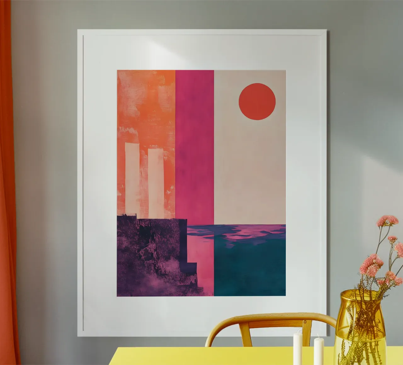 Pink, Blue and Orange Abstract carta hahnemühle da Gypsy Galleria