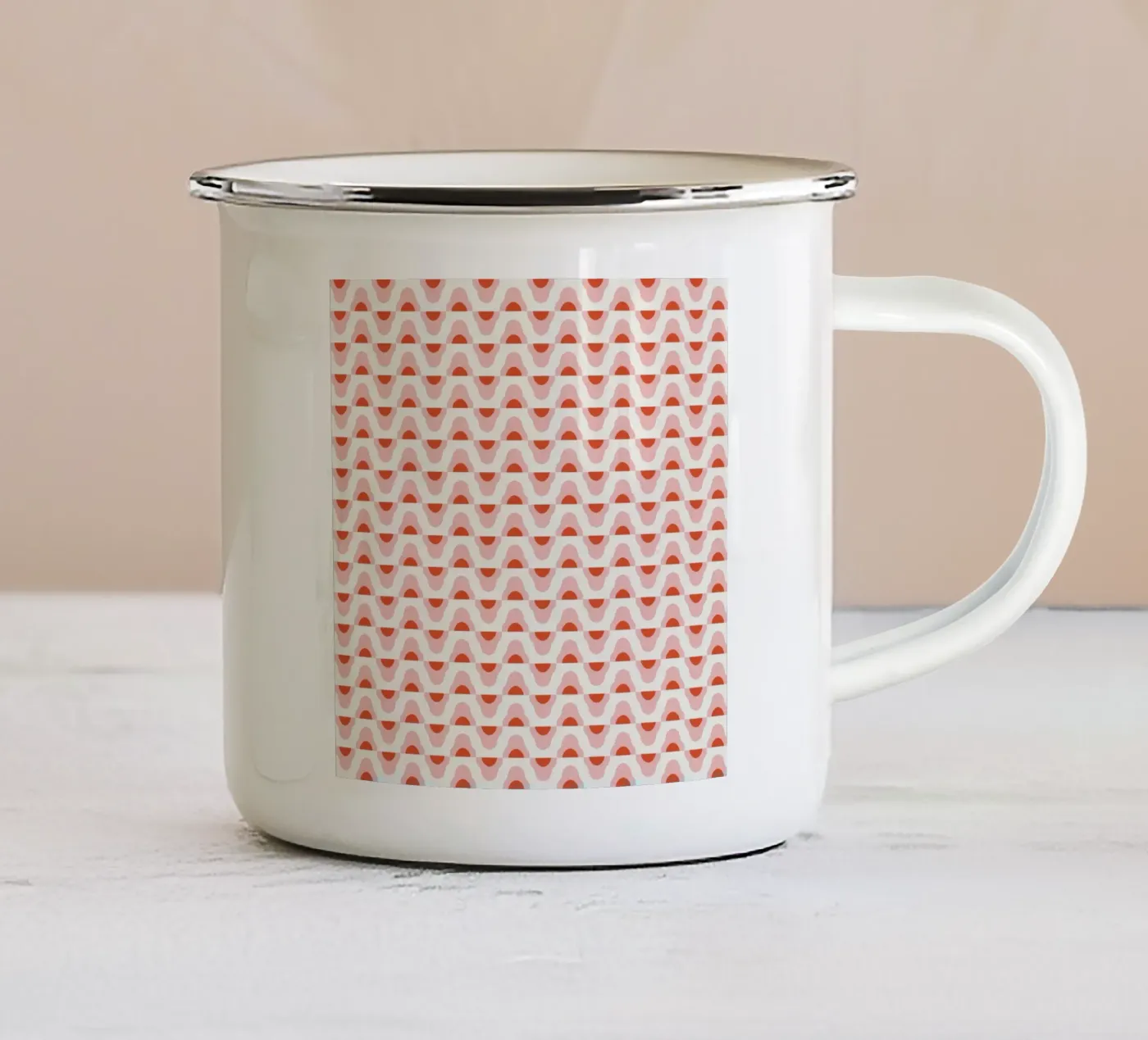 Waves seamless pattern 02 enamel mug by Little Dean