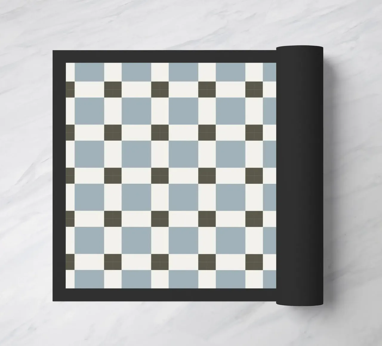 Checker tile sky blue pattern doormat by Little Dean