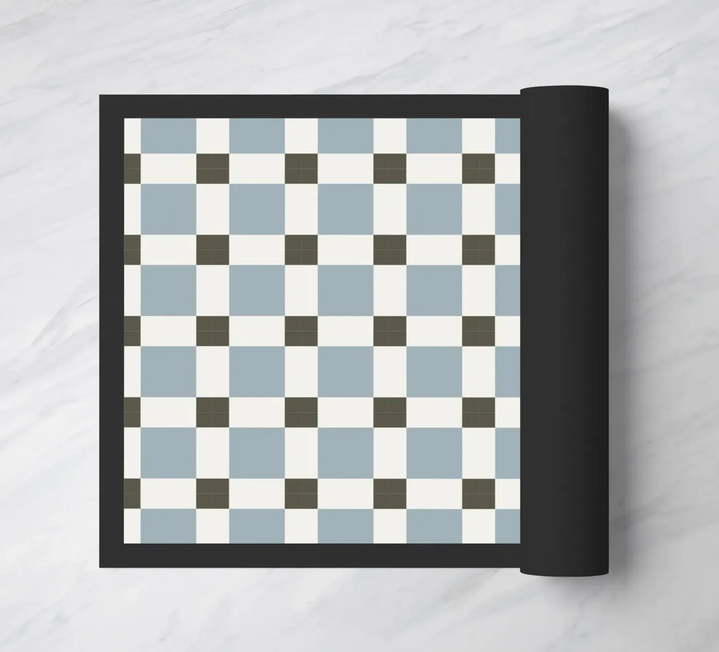 Checker tile sky blue pattern deurmat van Little Dean