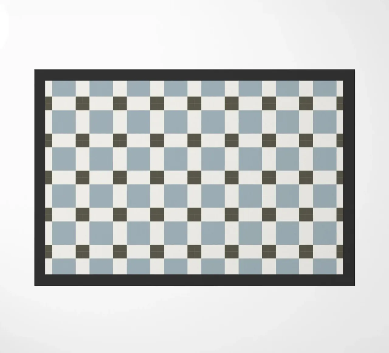 Checker tile sky blue pattern doormat by Little Dean