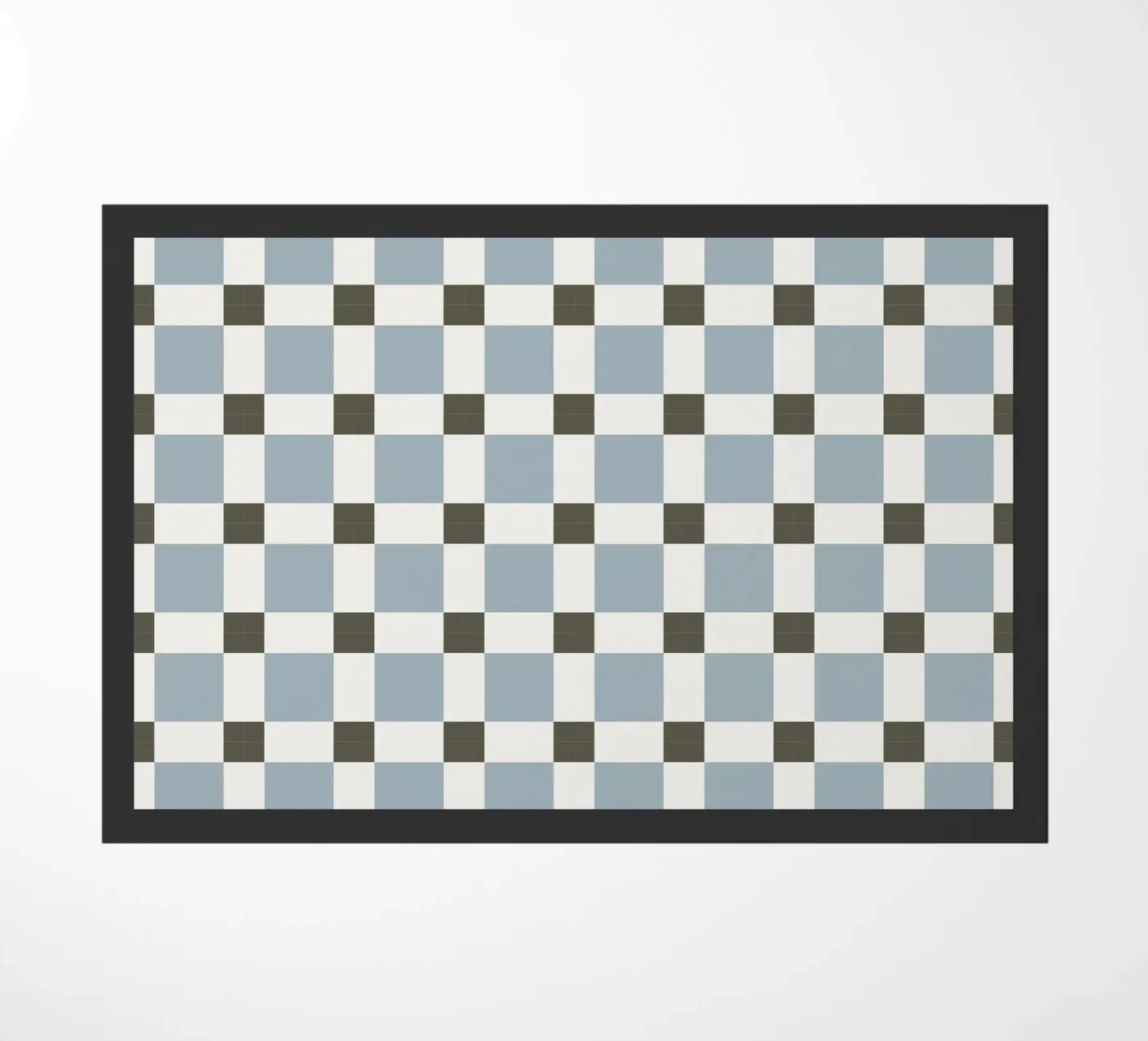 Checker tile sky blue pattern deurmat van Little Dean
