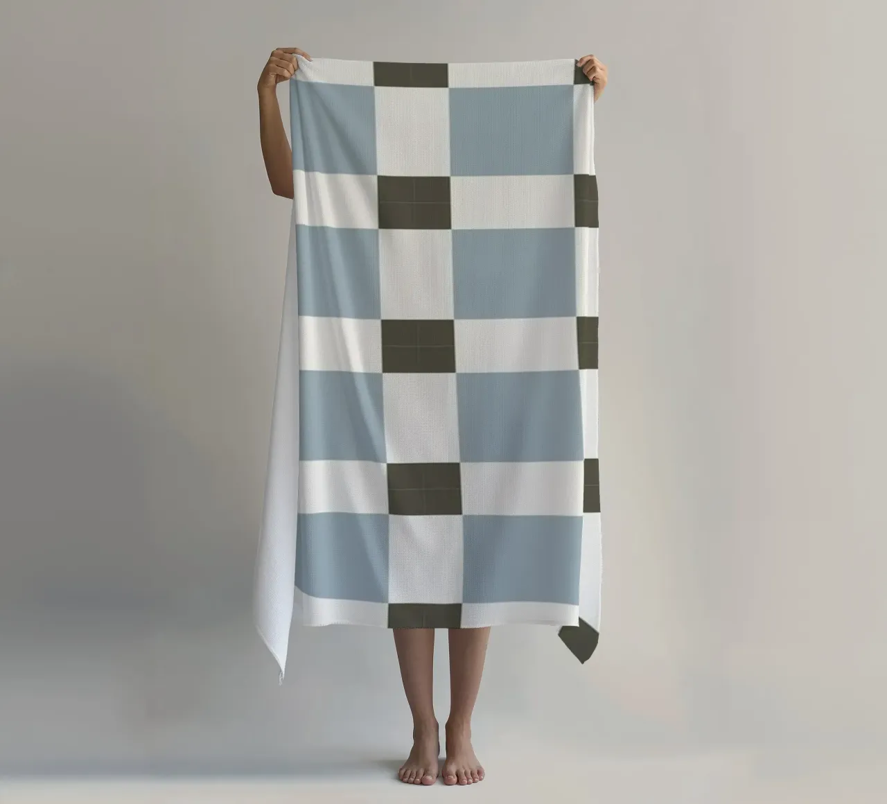 Checker tile sky blue pattern telo mare da Little Dean