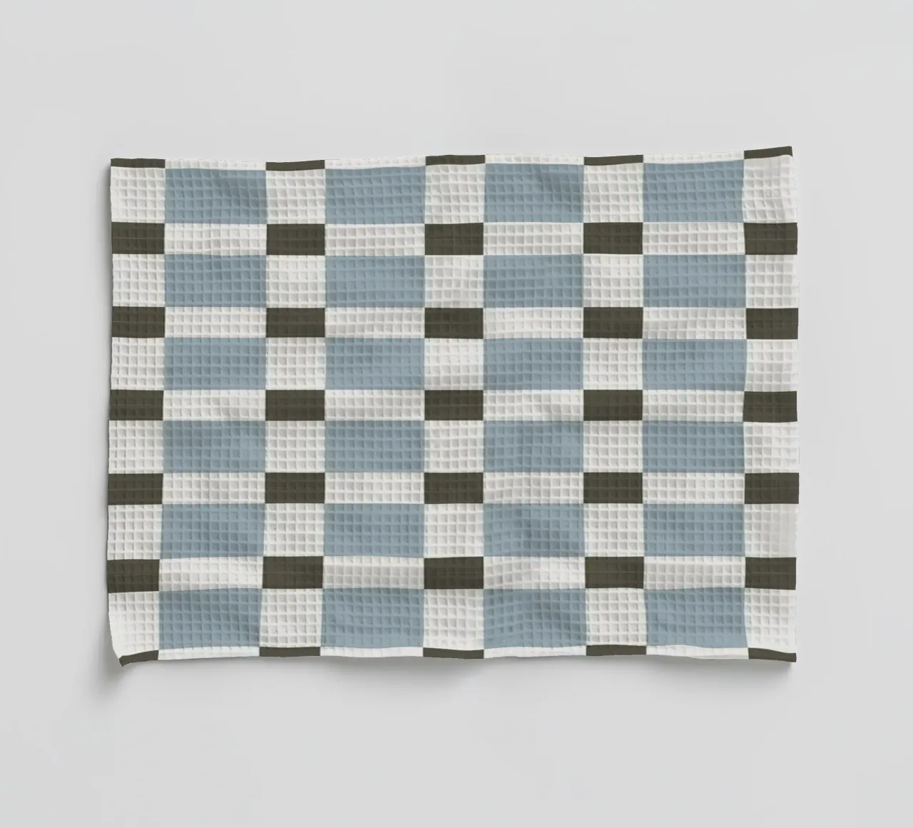 Checker tile sky blue pattern tea towel by Little Dean