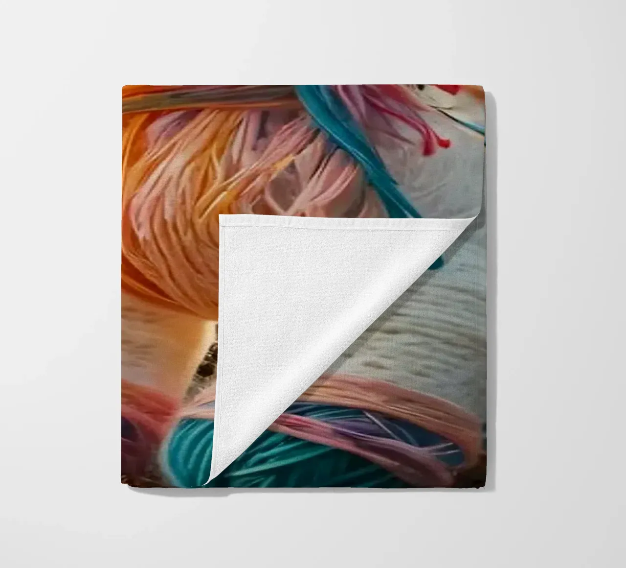Unicorno giocattolo colorato fatto a mano con le ali in mezzo all'autunno telo mare da DesignDoodle