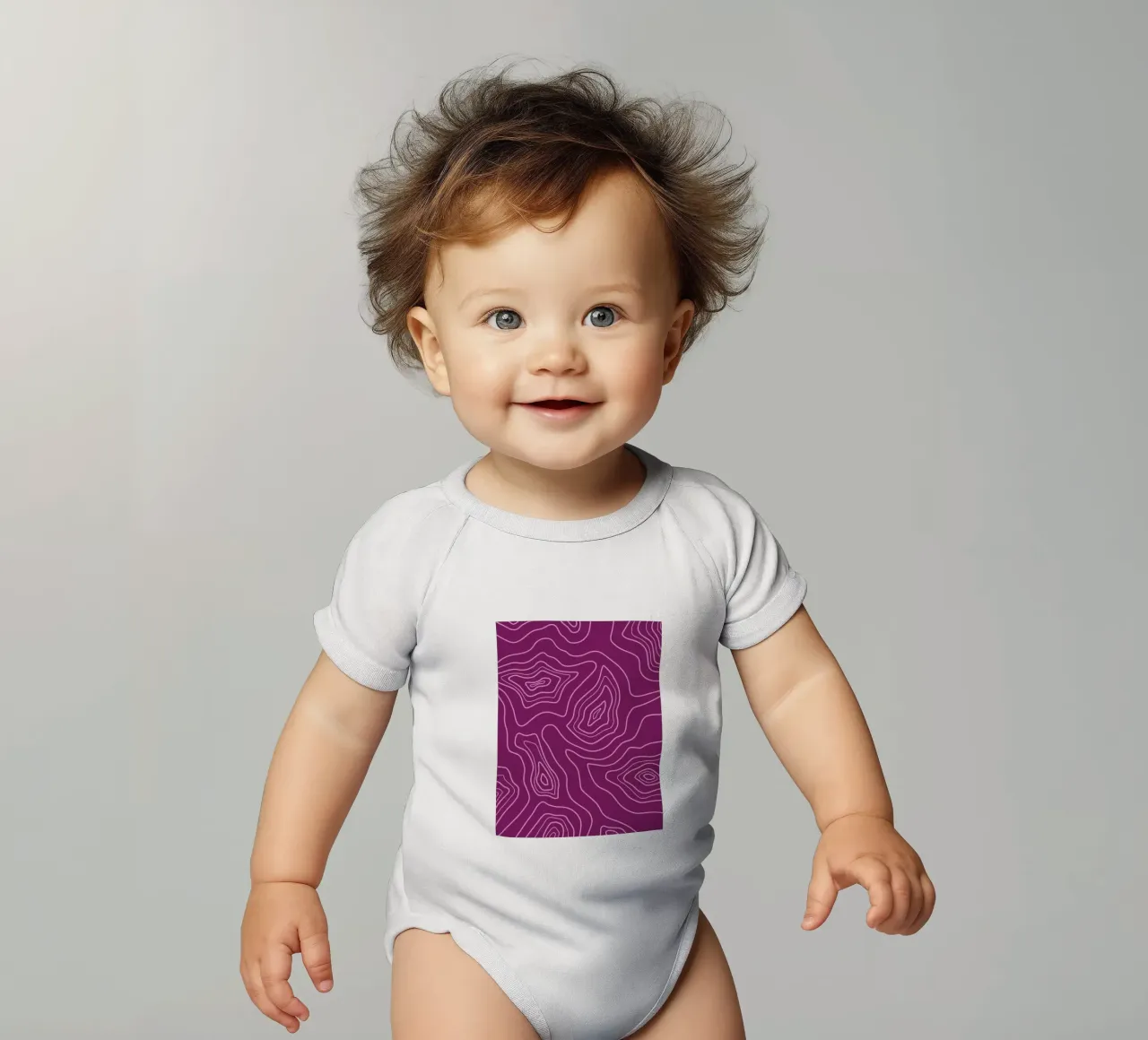 Minimalist Harmony Lines short-sleeve baby romper by MODERN NUANCE