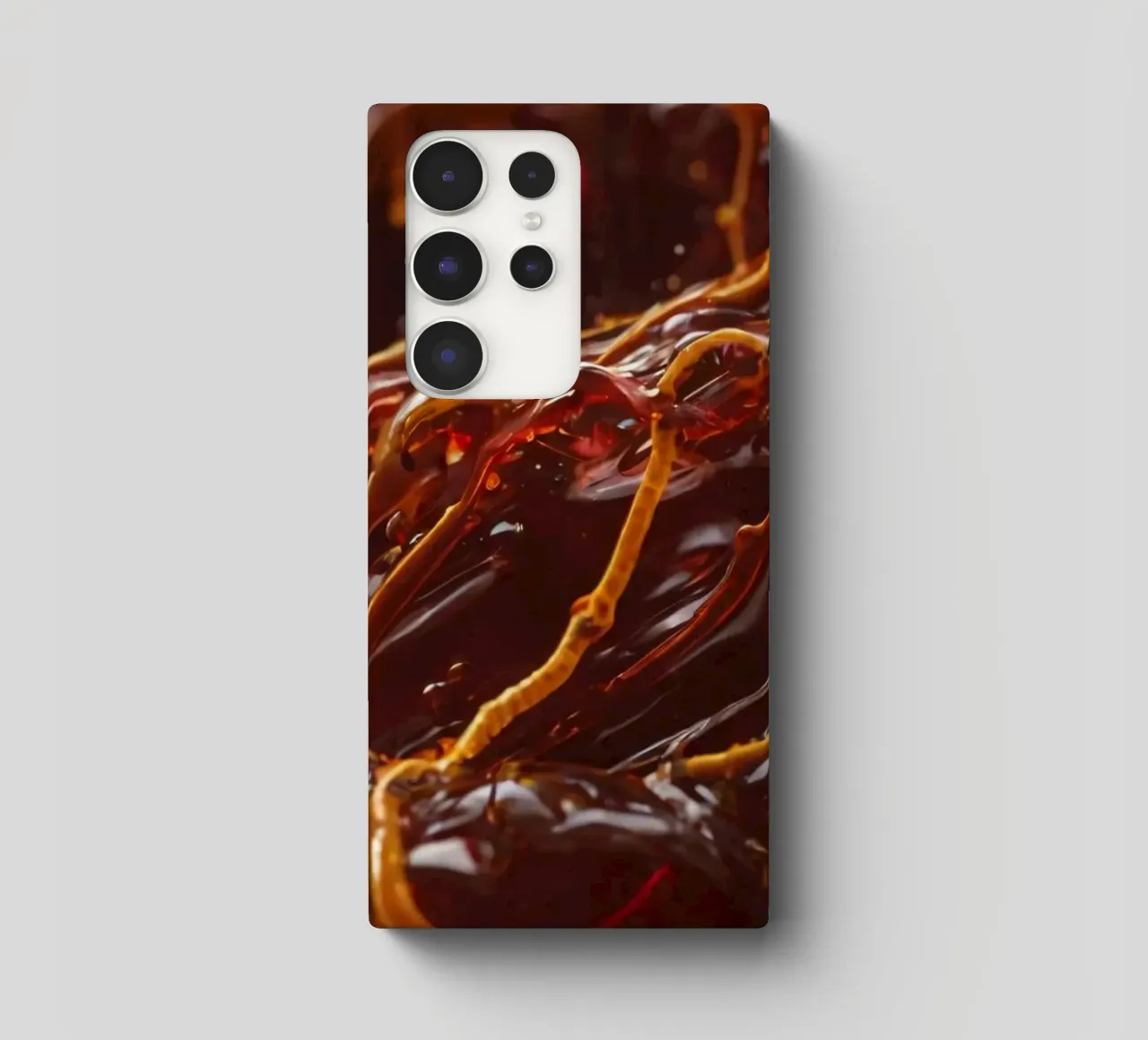 Fluid dynamics captured in orange and red layers samsung phone case by DesignDoodle