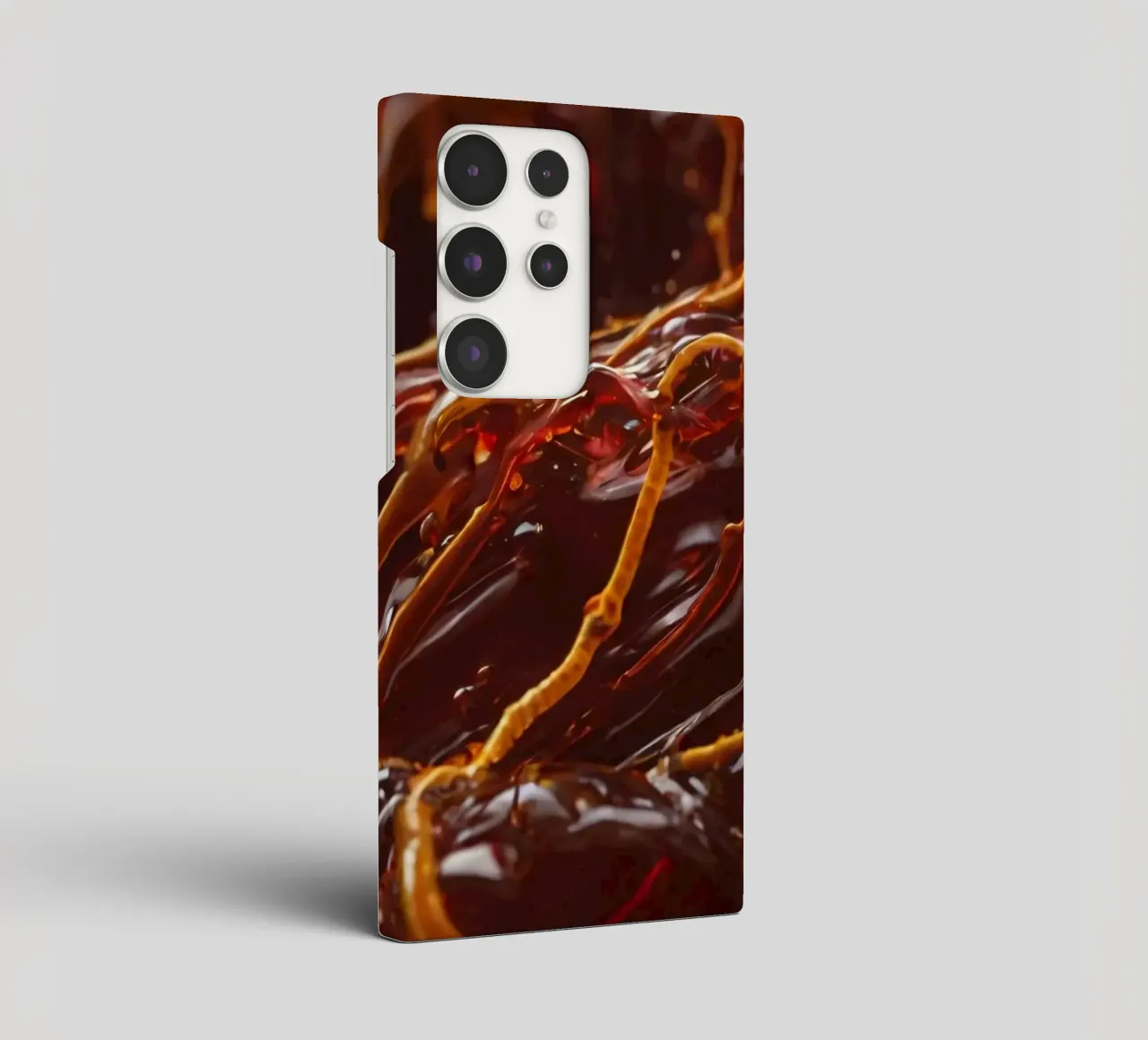 Fluid dynamics captured in orange and red layers samsung phone case by DesignDoodle