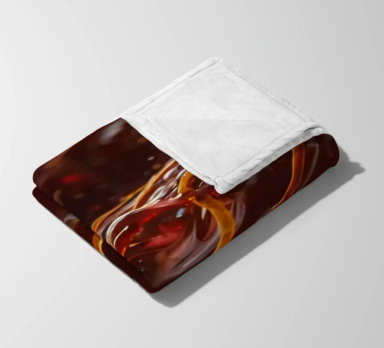 Fluid dynamics captured in orange and red layers fleece blanket by DesignDoodle