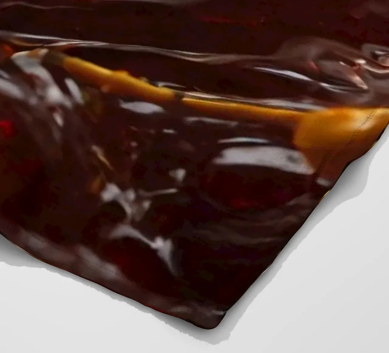 Fluid dynamics captured in orange and red layers fleece blanket by DesignDoodle