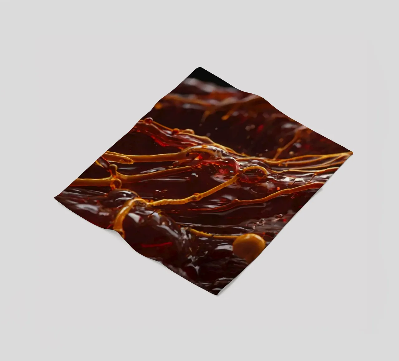 Fluid dynamics captured in orange and red layers fleece blanket by DesignDoodle