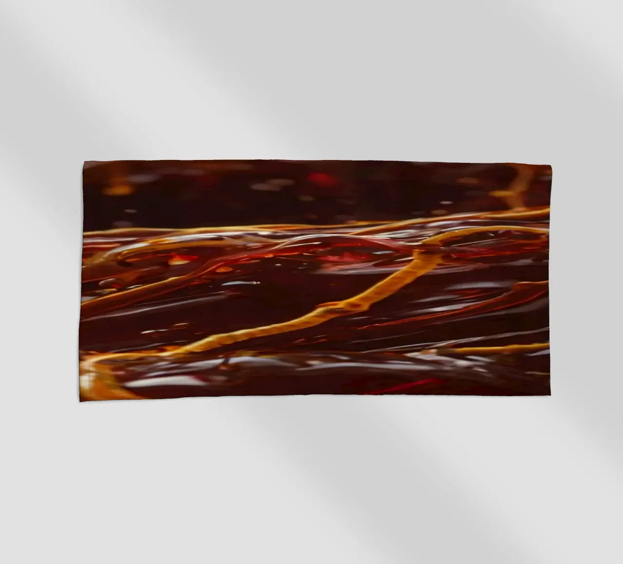 Fluid dynamics captured in orange and red layers beach towel by DesignDoodle