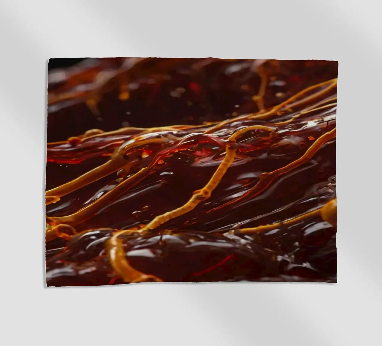 Fluid dynamics captured in orange and red layers beach towel by DesignDoodle