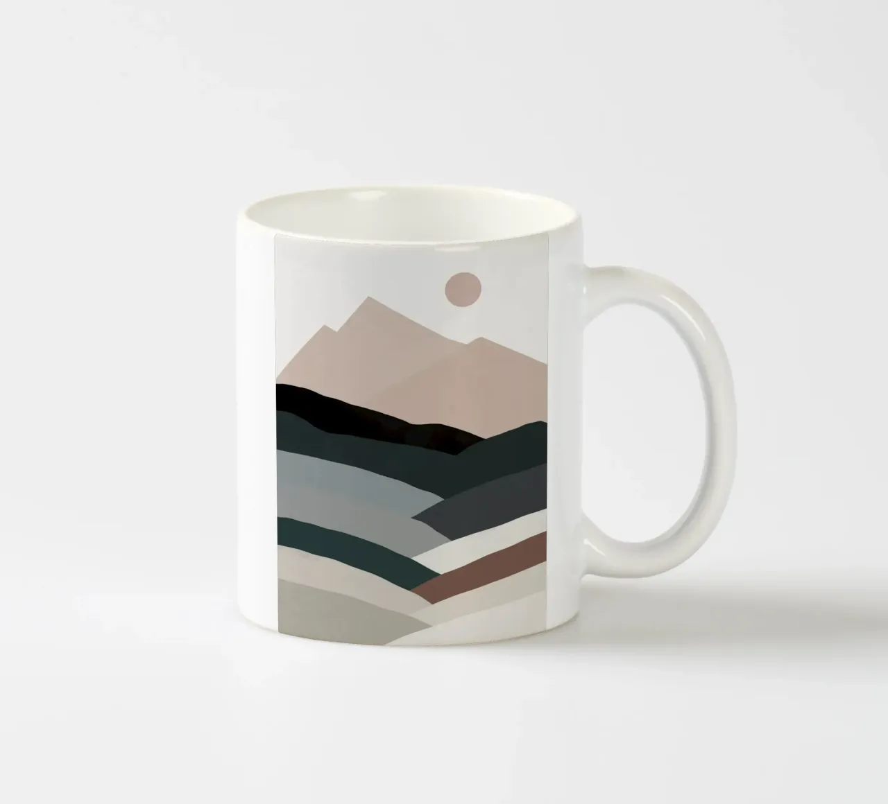 Nordic landscape mountain range 04 ceramic mug by Little Dean
