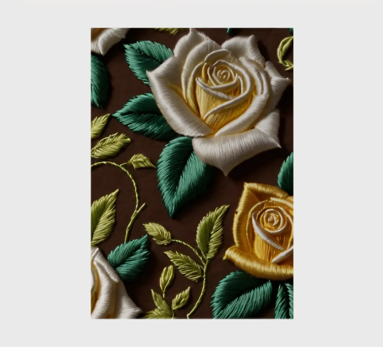 Colorful floral embroidery design featuring yellow and white notebook by DesignDoodle