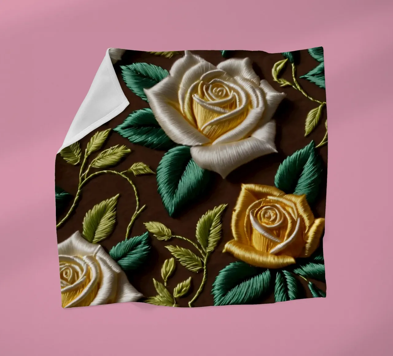 Ricamo floreale colorato in giallo e bianco coperta in pile da DesignDoodle
