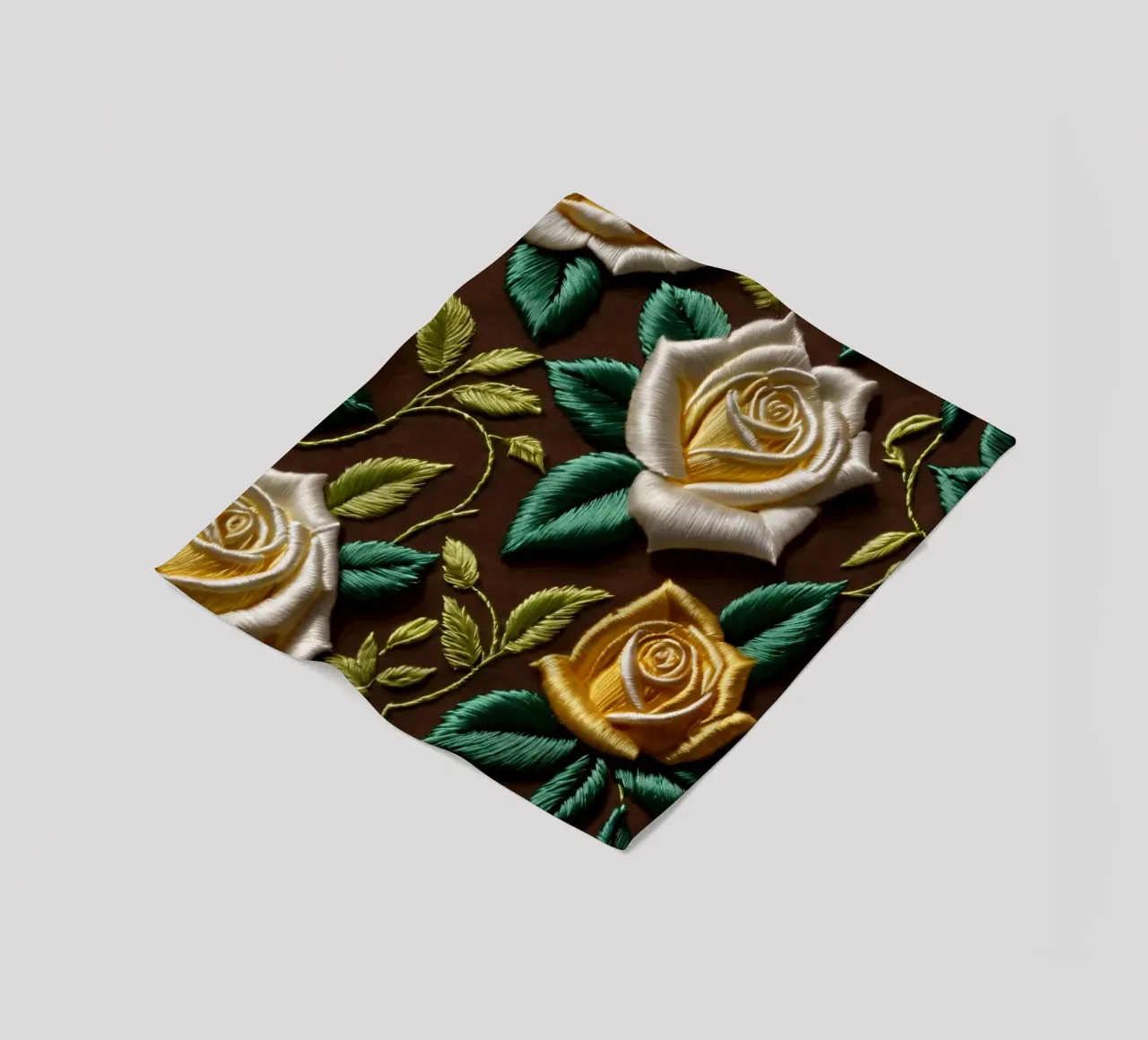 Ricamo floreale colorato in giallo e bianco coperta in pile da DesignDoodle