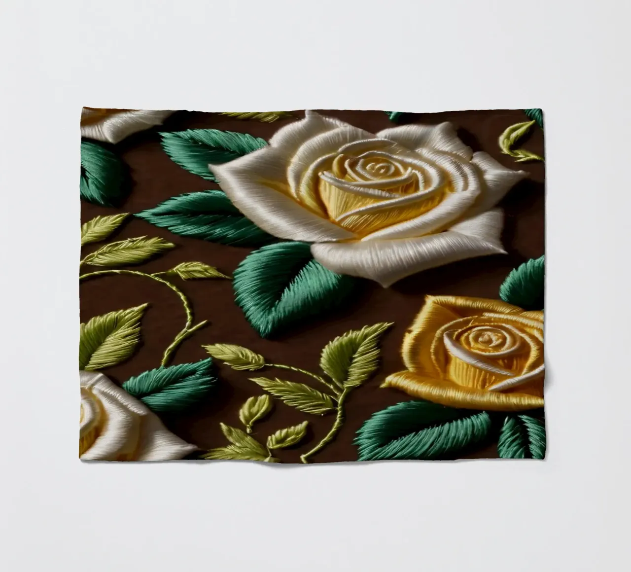 Ricamo floreale colorato in giallo e bianco coperta in pile da DesignDoodle