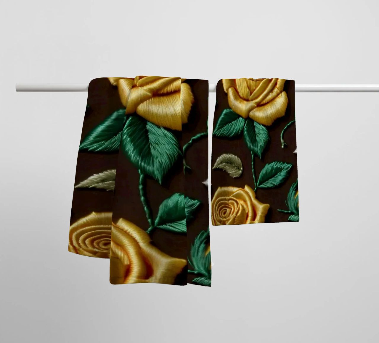 Prachtig geborduurde gele en witte rozen badhanddoek van DesignDoodle