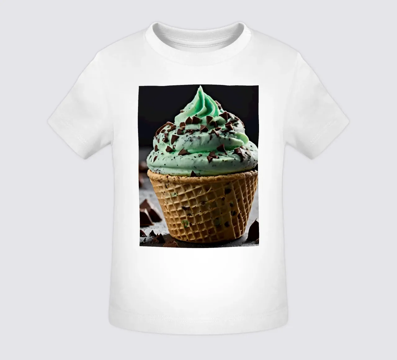 Gelato alla menta con gocce di cioccolato in un cono di cialda maglietta neonato da DesignDoodle