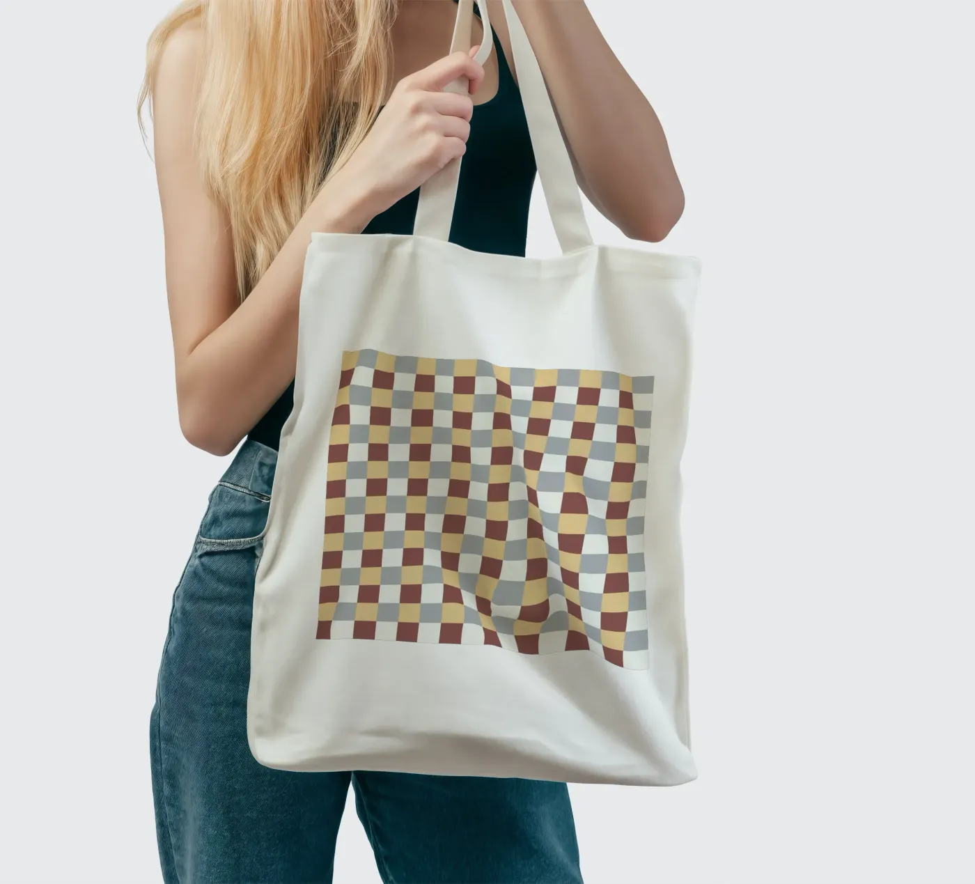 Checker tile pattern tote bag by Little Dean