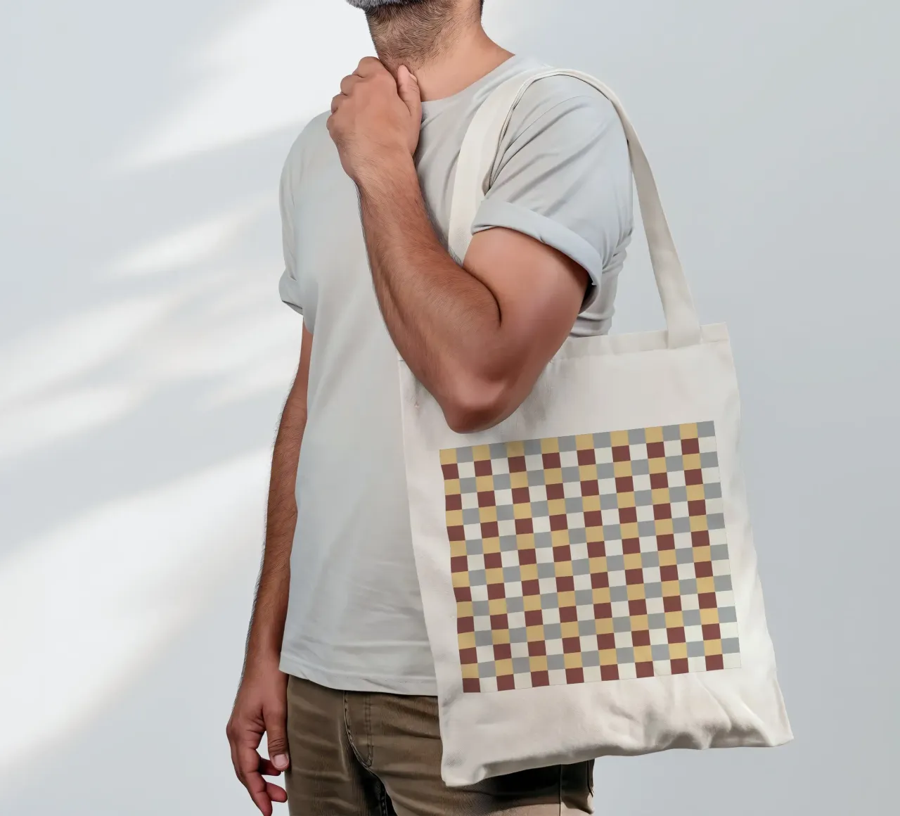 Checker tile pattern tote bag by Little Dean