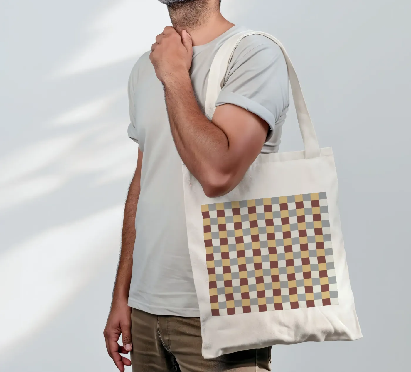 Checker tile pattern tote bag by Little Dean