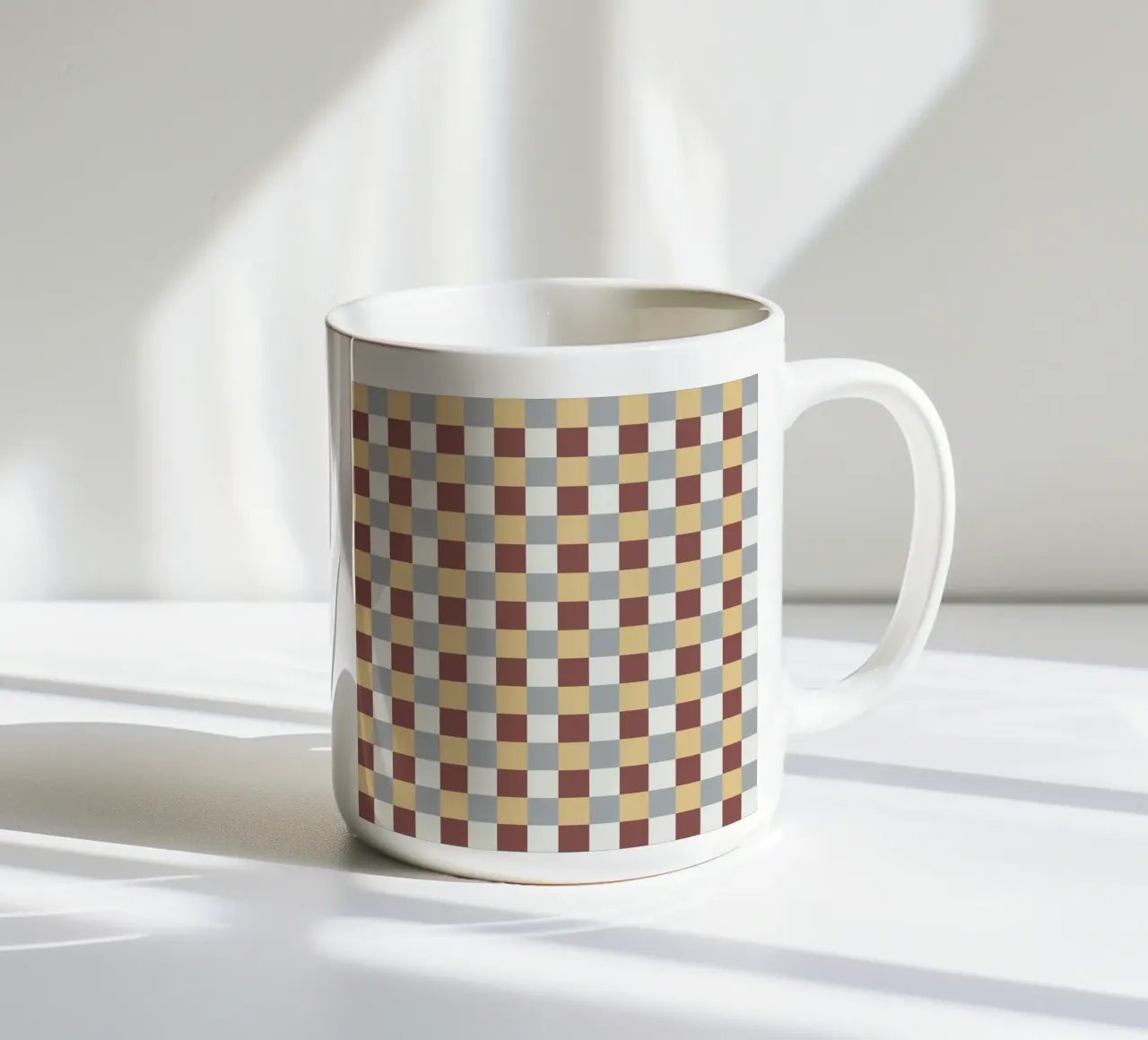 Checker tile pattern ceramic mug by Little Dean