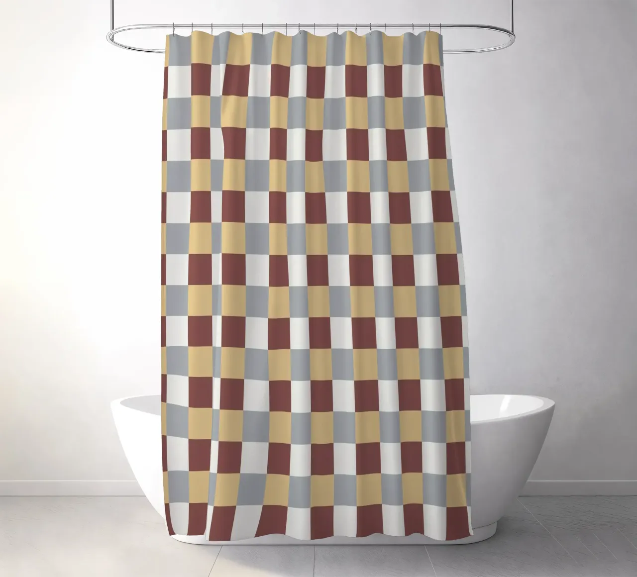 Checker tile pattern shower curtain by Little Dean