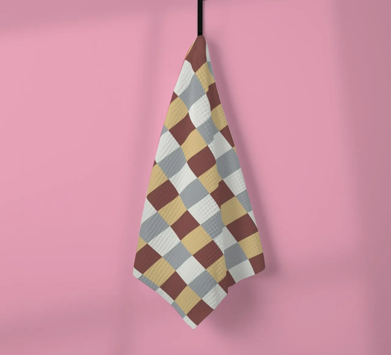 Checker tile pattern tea towel by Little Dean