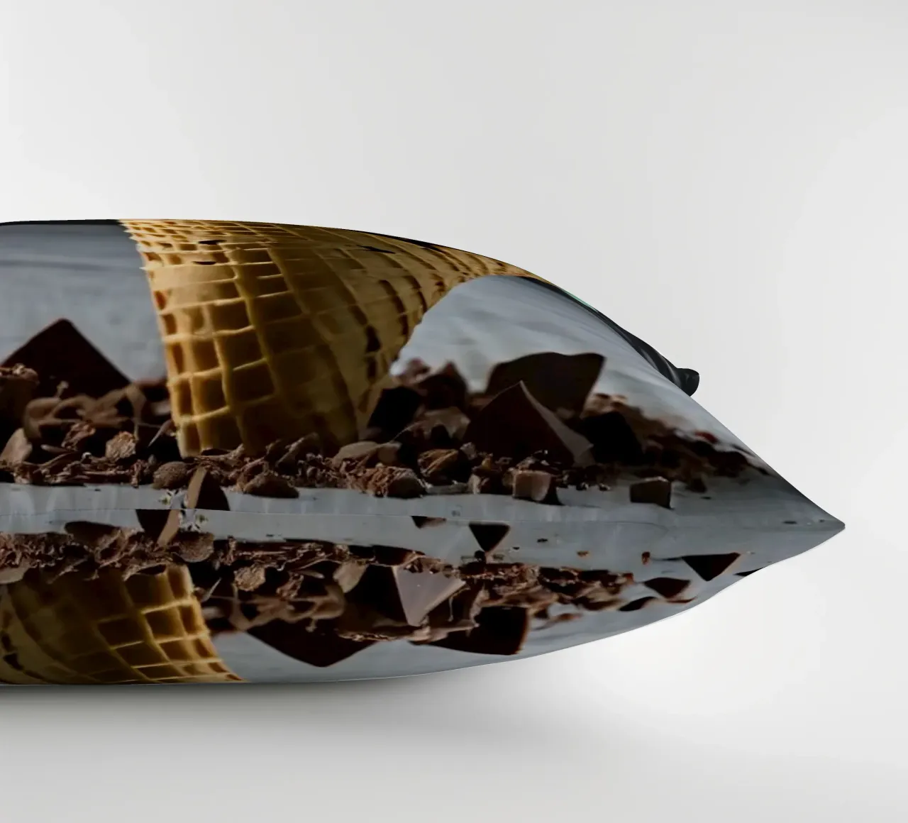 Un cono gelato alla menta con gocce di cioccolato, deliziosamente rigirato, con cuscino da DesignDoodle