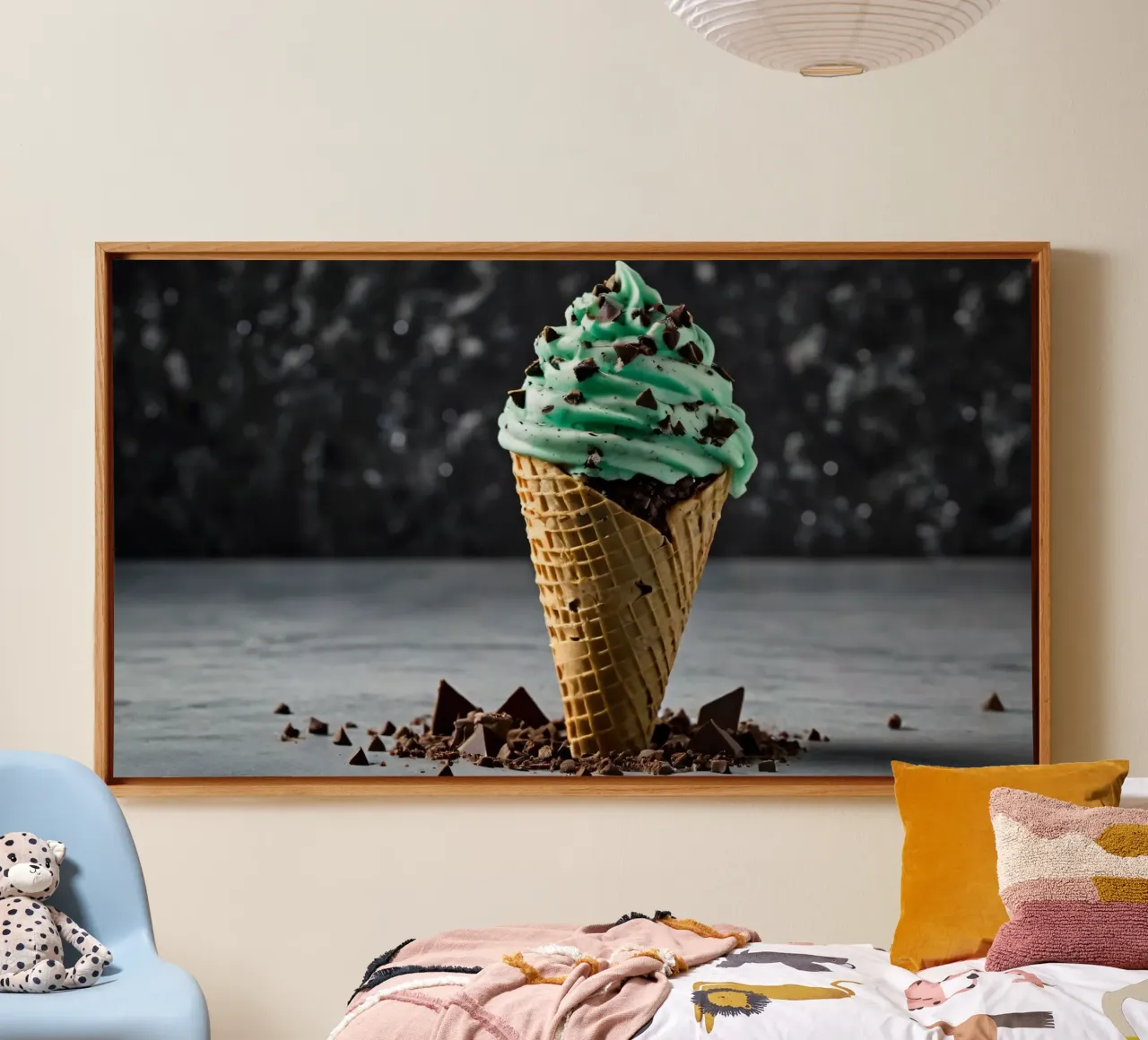 Eine köstlich gewirbelte Minze-Schokoladeneiswaffel mit Leinwand von DesignDoodle