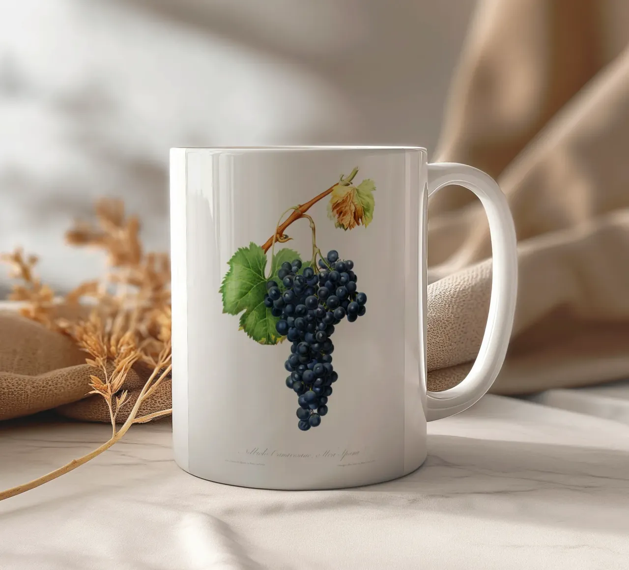 Purple Grape Spanna Botanical VIntage Illustration mug en céramique de Pretty Flowers Vintage Botanicals