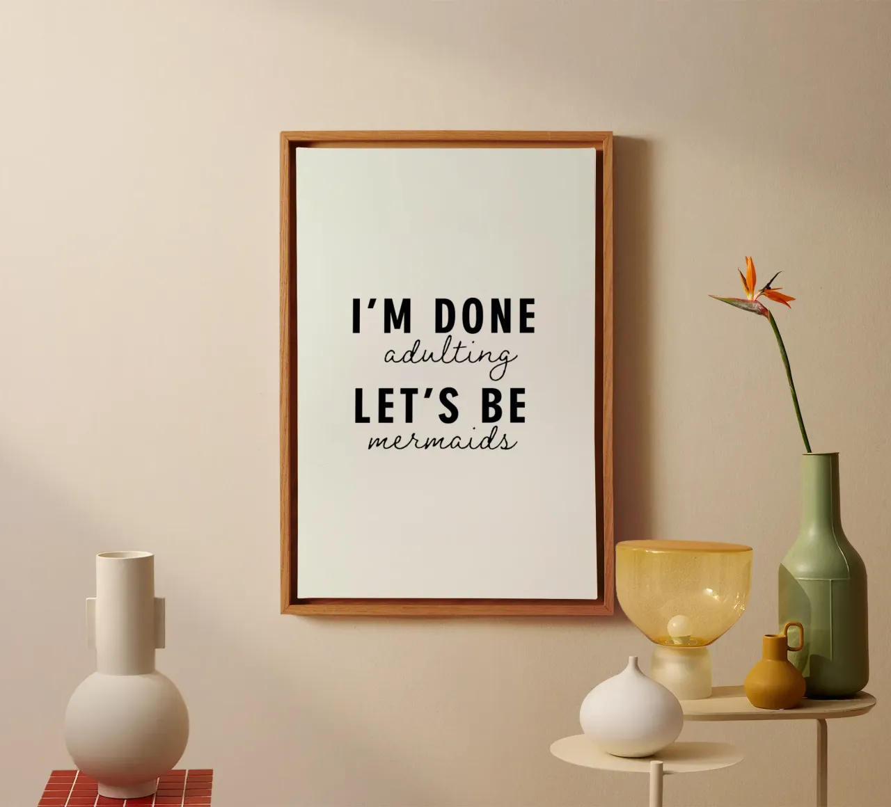 Let's Be Mermaids canvas met Baklijst van Ayleen