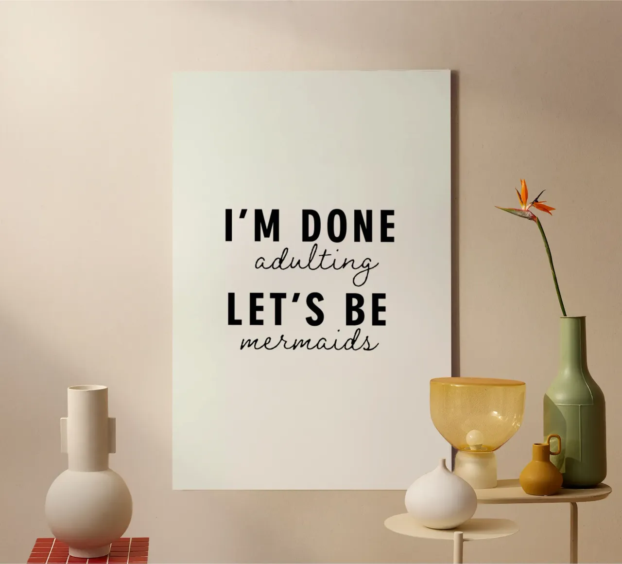 Let's Be Mermaids canvas met Baklijst van Ayleen