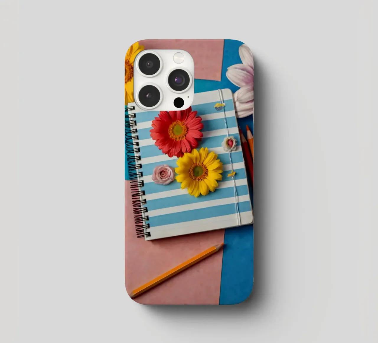 Taccuino colorato ornato di fiori e circondato da matite cover iphone da DesignDoodle