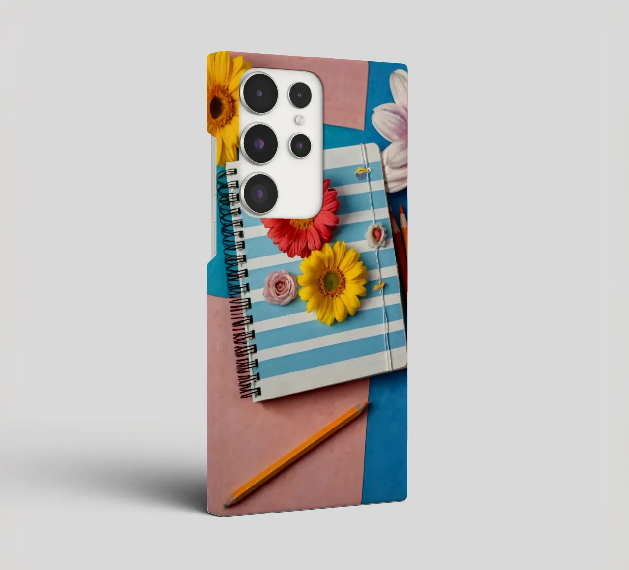 Taccuino colorato ornato di fiori e circondato da matite cover samsung da DesignDoodle